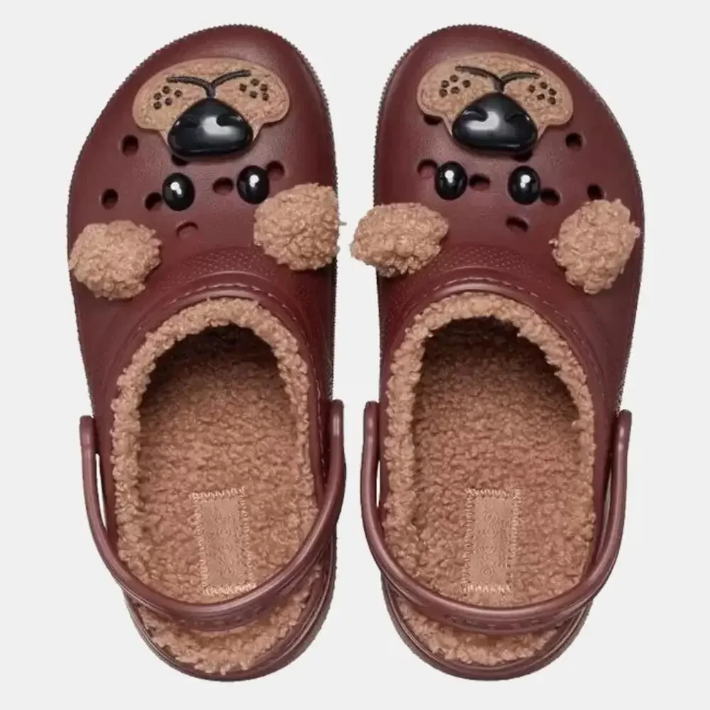 Crocs Classic Lined I AM Brown Bear 210019-2FL Clogs Toddler Casual Shoes NIN253
